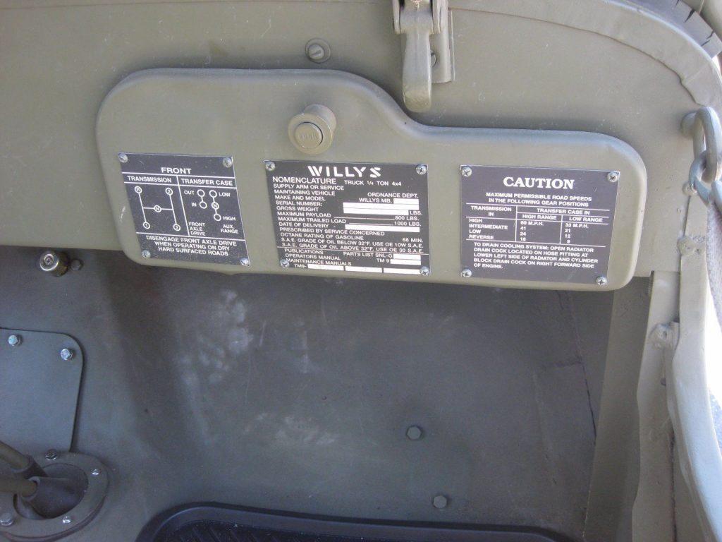 1943 Jeep Willys MB WWII Military