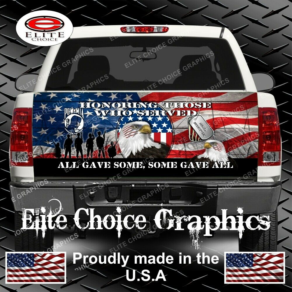 Military Honor Vets Patriotic Flag Truck Tailgate Wrap Vinyl Graphic Decal Wrap